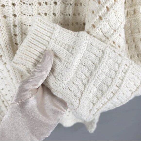 NWT ELIE. ELIE TAHARI Eyelet Knit Pullover Sweater Ivory‎ 100% Cotton Size LARGE - Picture 13 of 15